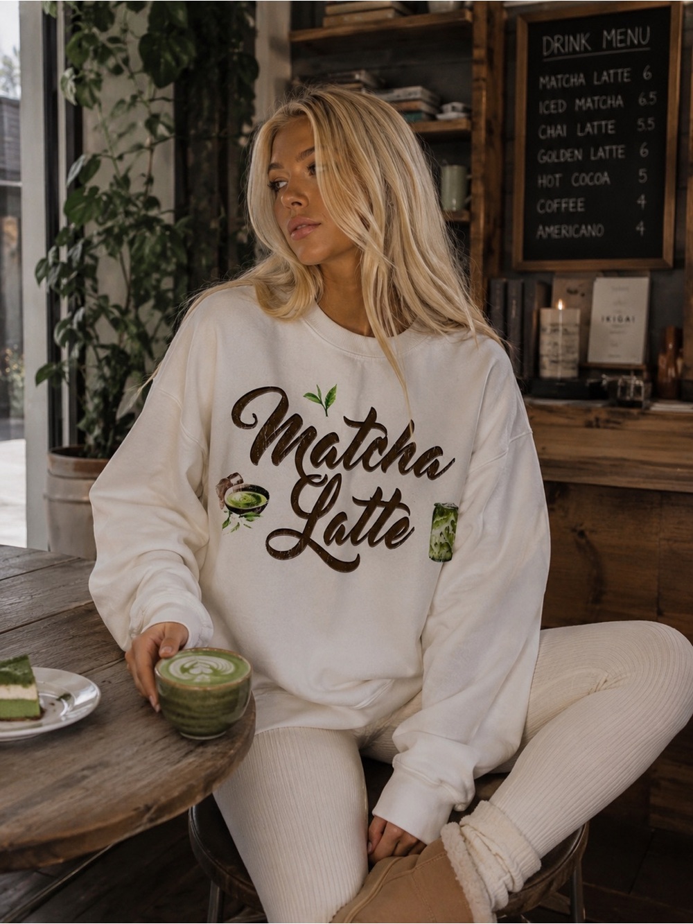💚☕️NWOT Goodie Two Sleeves “Matcha Latte”Crew Neck Sweatshirt 💚☕️